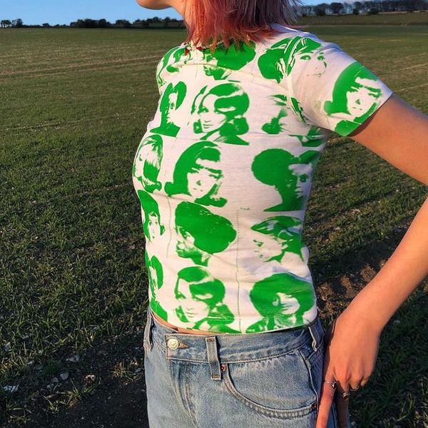 women's t-shirt 90s streetwear vintage green graphic crop y2k fashion cute o-neck short sleeve t-shirts summer casual baby tees, White
women's t-shirt 90s streetwear vintage green graphic crop y2k fashion cute o-neck short sleeve t-shirts summer casual baby tees, White