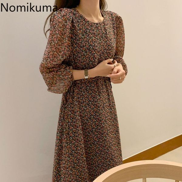 nomikuma spring korea floral chiffon dress drawstring slim waist vestido puff long sleeve o-neck elegant women dress 6e384 210427, Black;gray
nomikuma spring korea floral chiffon dress drawstring slim waist vestido puff long sleeve o-neck elegant women dress 6e384 210427, Black;gray