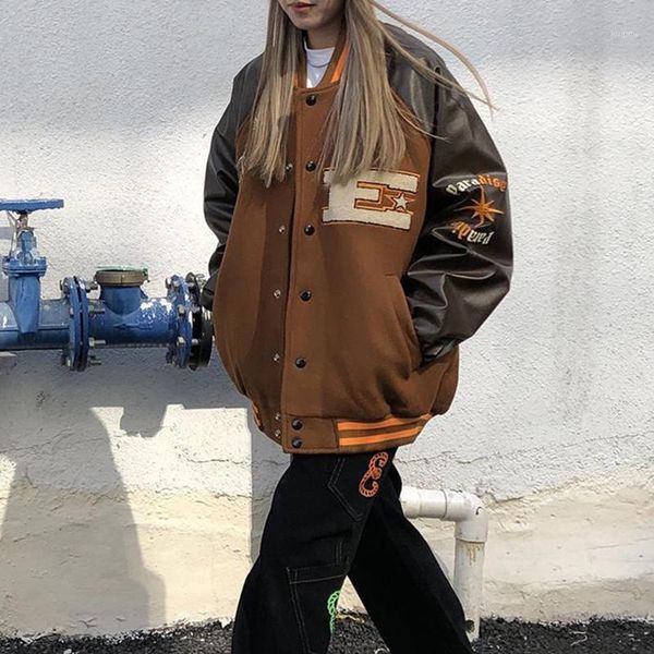 women's jackets 2021 spring and autumn vibe style baseball uniform bomber jacket for women fashion retro clothes streetwear oversized c, Black;brown
women's jackets 2021 spring and autumn vibe style baseball uniform bomber jacket for women fashion retro clothes streetwear oversized c, Black;brown