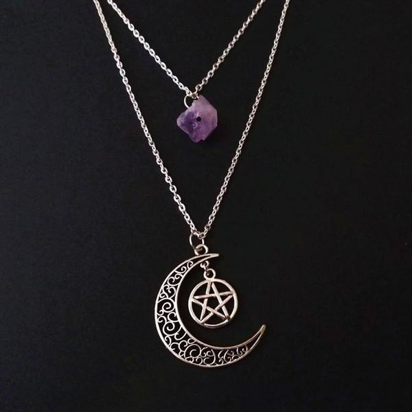 layered violet crystal and moon necklace pentagram raw charm gothic jewellery creative fashion women witch gift 2021 pendant necklaces, Silver
layered violet crystal and moon necklace pentagram raw charm gothic jewellery creative fashion women witch gift 2021 pendant necklaces, Silver