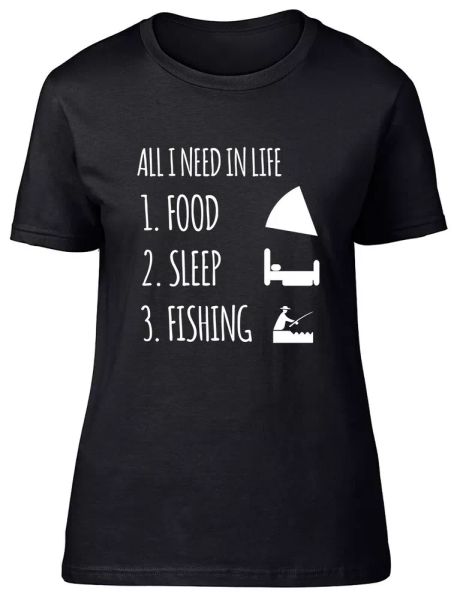 all i need in life is food sleep and fishing fitted womens ladies t shirt, White;black
all i need in life is food sleep and fishing fitted womens ladies t shirt, White;black