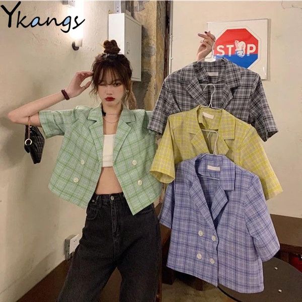 women's suits & blazers casual plaid short blazer women loose harajuku korean style fashion streetwear clothes y2k chic sleeve coat fem, White;black
women's suits & blazers casual plaid short blazer women loose harajuku korean style fashion streetwear clothes y2k chic sleeve coat fem, White;black