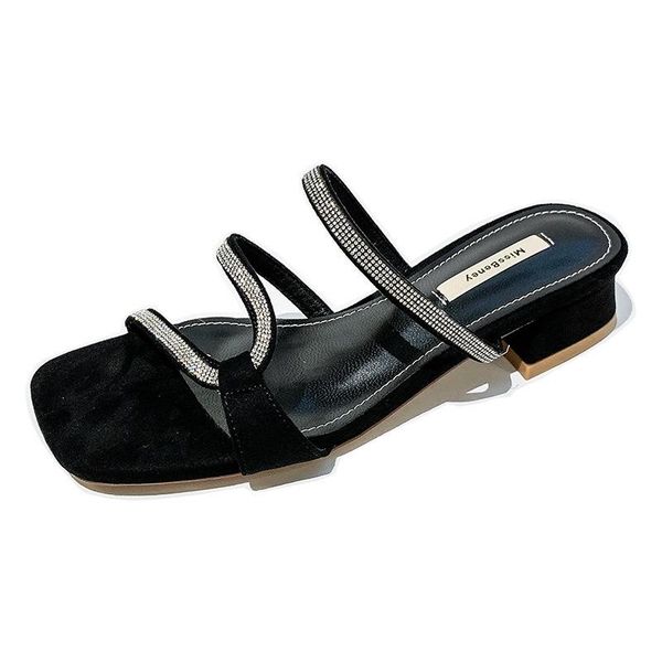 women sandals flock slip on 3.5cm square heel high heels toe rhinestones bling shallow shoes size 35-42 black
women sandals flock slip on 3.5cm square heel high heels toe rhinestones bling shallow shoes size 35-42 black