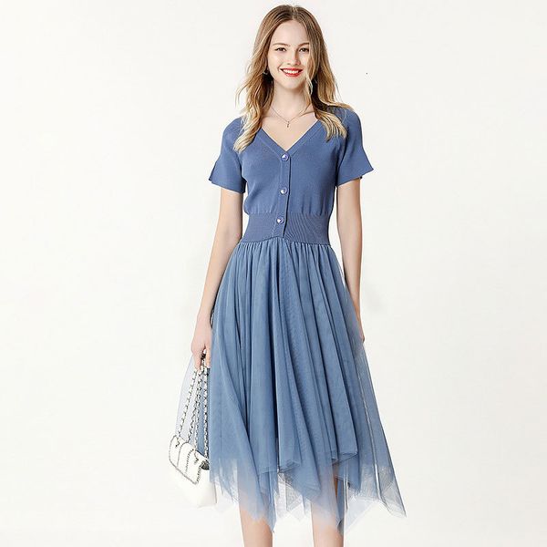 casual dresses summer women kintted mesh solid v-neck midi pleated blue/black vestidos femme g758, Black;gray
casual dresses summer women kintted mesh solid v-neck midi pleated blue/black vestidos femme g758, Black;gray