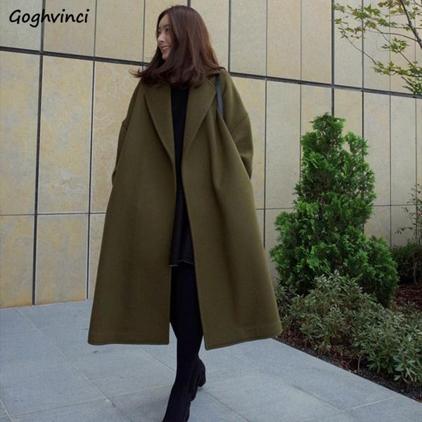 women's wool & blends women solid loose casual simple all match autumn trendy womens long coat open stitch turn-down collar chi, Black
women's wool & blends women solid loose casual simple all match autumn trendy womens long coat open stitch turn-down collar chi, Black