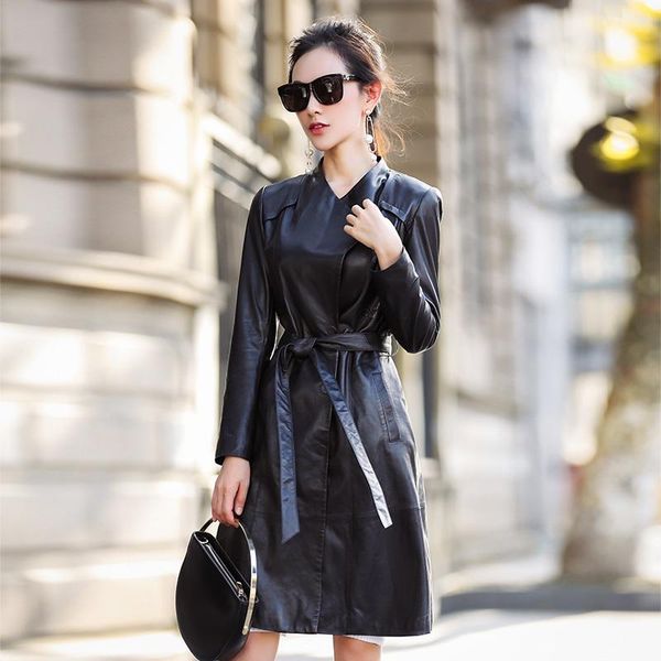 women's leather & faux women 2021 genuine jacket long slim sheepskin coats plus size coat female spring autumn trench ot1727, Black
women's leather & faux women 2021 genuine jacket long slim sheepskin coats plus size coat female spring autumn trench ot1727, Black