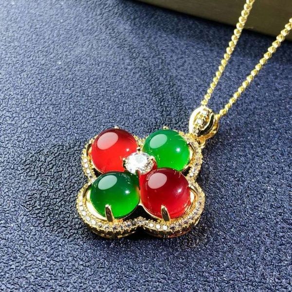 ice penetrating chalcedony inlaid with clover jade pendant live broadcast jewelry, Black
ice penetrating chalcedony inlaid with clover jade pendant live broadcast jewelry, Black