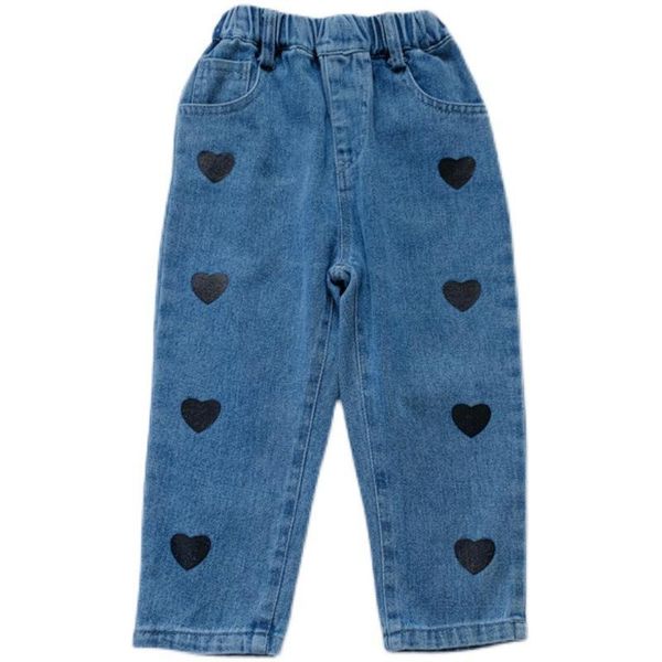 spring autumn pants casual loose long trousers heart-shaped mid elastic waist denim blue jean for children girl jeans
spring autumn pants casual loose long trousers heart-shaped mid elastic waist denim blue jean for children girl jeans