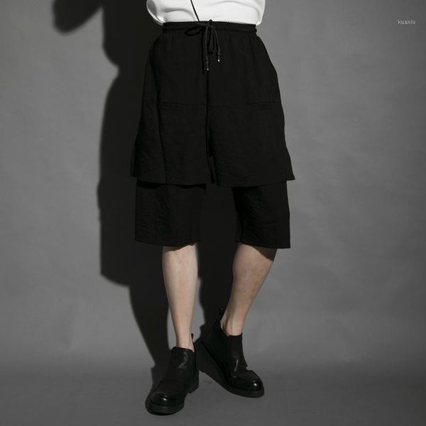men's pants false two pieces of pant skirt classic dark personality hair stylist clothing casual fashion loose oversized, Black
men's pants false two pieces of pant skirt classic dark personality hair stylist clothing casual fashion loose oversized, Black