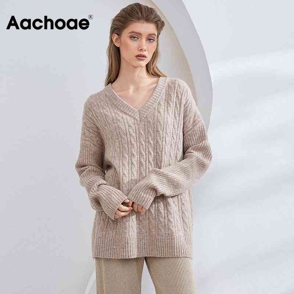 aachoae women elegant v neck solid sweaters long sleeve knitted twist sweater solid color autumn winter soft pullover 210413, White;black
aachoae women elegant v neck solid sweaters long sleeve knitted twist sweater solid color autumn winter soft pullover 210413, White;black