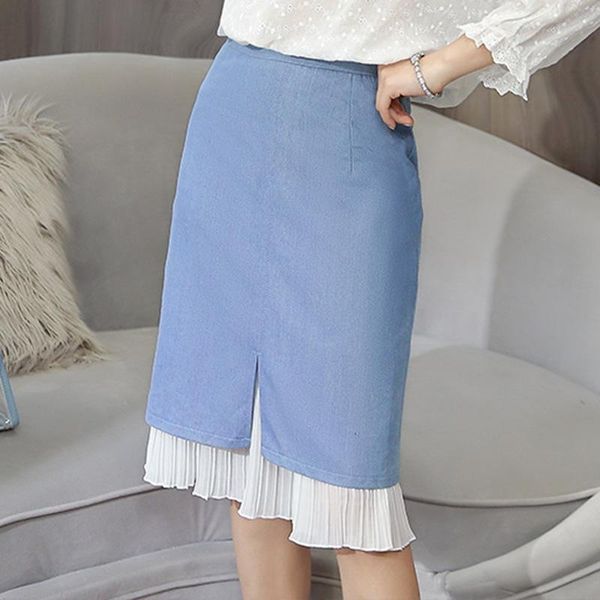 skirts fake two pieces back zipper women denim skirt inner pleated chiffon patchwork pockets office lady summer high waist jeans, Black
skirts fake two pieces back zipper women denim skirt inner pleated chiffon patchwork pockets office lady summer high waist jeans, Black