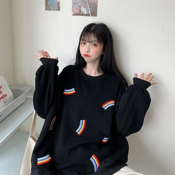 women's hoodies & sweatshirts rainbow kawaii korean fashion spring autumn women preppy style cute oversize harajuku pullover, Black
women's hoodies & sweatshirts rainbow kawaii korean fashion spring autumn women preppy style cute oversize harajuku pullover, Black