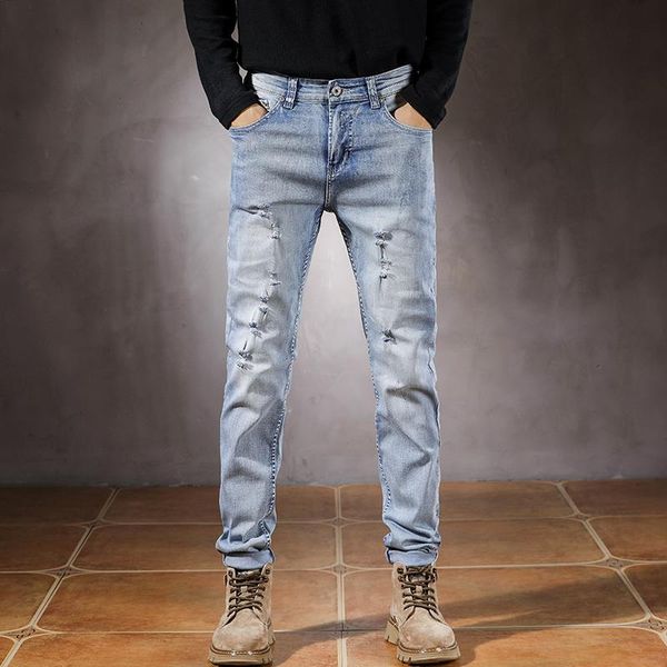 men's jeans ripped men light blue stretch slim straight autumn 2021 denim pants distressed streetwear biker man hip hop
men's jeans ripped men light blue stretch slim straight autumn 2021 denim pants distressed streetwear biker man hip hop