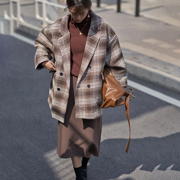 women's wool & blends big loose fit size double breasted plaid woolen coat parkas long sleeve women fashion tide autumn winter 2021 1dd, Black
women's wool & blends big loose fit size double breasted plaid woolen coat parkas long sleeve women fashion tide autumn winter 2021 1dd, Black