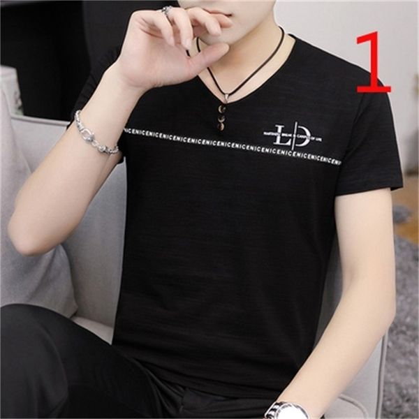 men's short-sleeved t-shirt summer korean version of personalized youth men's fashion trend 210420, White;black
men's short-sleeved t-shirt summer korean version of personalized youth men's fashion trend 210420, White;black
