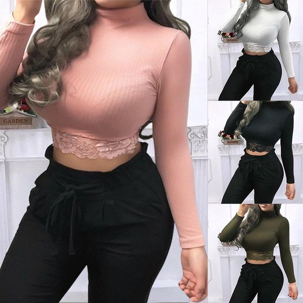 women's t-shirt women bodycon t shirt ladies slim lace shirts autunmn long sleeve turtleneck short crop winter club party tees, White
women's t-shirt women bodycon t shirt ladies slim lace shirts autunmn long sleeve turtleneck short crop winter club party tees, White
