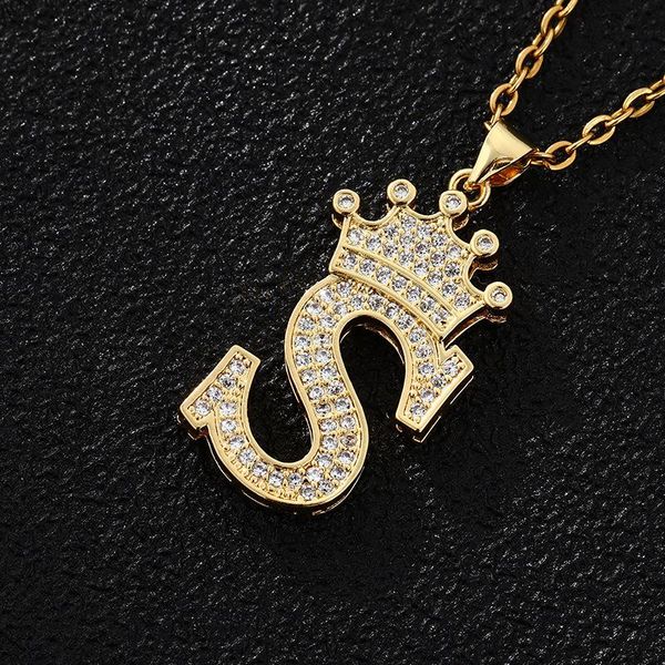 pendant necklaces hip hop letter a-z crown necklace for man women copper inlaid zircon alphabet stainless steel chain collar party jewelry, Silver
pendant necklaces hip hop letter a-z crown necklace for man women copper inlaid zircon alphabet stainless steel chain collar party jewelry, Silver