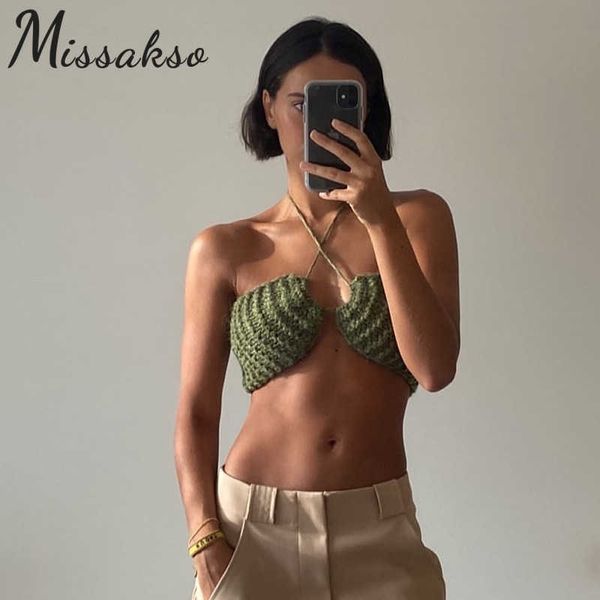 missakso knit bandage halter crop party club summer women brown green backless sleeveless tank party 210625, White
missakso knit bandage halter crop party club summer women brown green backless sleeveless tank party 210625, White