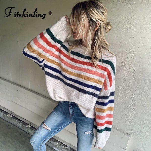 fitshinling bohemian rainbow striped sweaters for women ladies autumn winter pullover long sleeve jumper knitwear sweater female 210928, White
fitshinling bohemian rainbow striped sweaters for women ladies autumn winter pullover long sleeve jumper knitwear sweater female 210928, White