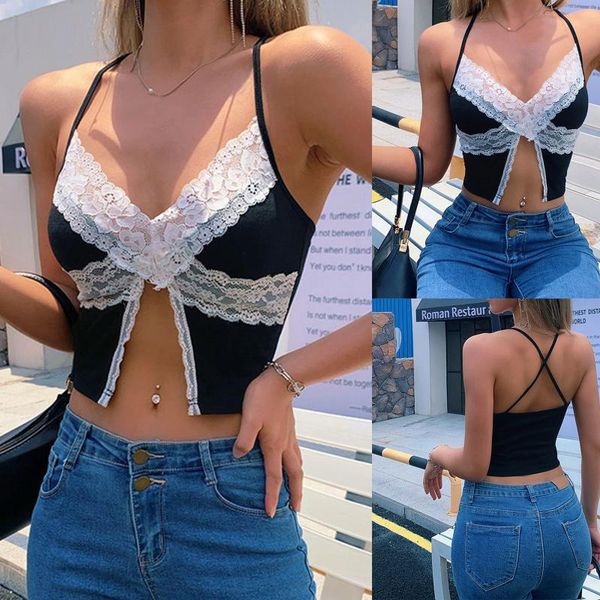women's lace stitching split crop umbilical elegant back cross sling bottoming vest halter 2021 summer fashion basic tanks & camis, White
women's lace stitching split crop umbilical elegant back cross sling bottoming vest halter 2021 summer fashion basic tanks & camis, White