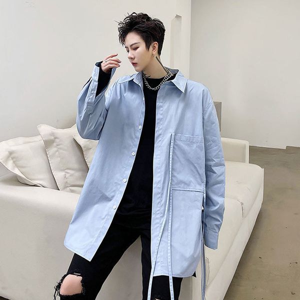 men's casual shirts youthful men streetwear ribbon loose long sleeve blue shirt stage fashion show hip hop clothing male eahl, White;black
men's casual shirts youthful men streetwear ribbon loose long sleeve blue shirt stage fashion show hip hop clothing male eahl, White;black