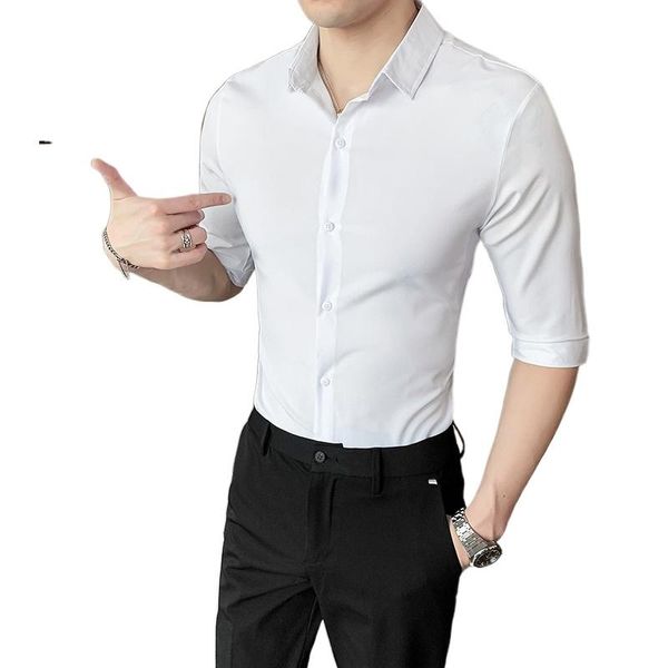 men's slim short-sleeved shirts 2021 spring and summer solid color lapel high-quality trendy fashion clothing casual, White;black
men's slim short-sleeved shirts 2021 spring and summer solid color lapel high-quality trendy fashion clothing casual, White;black