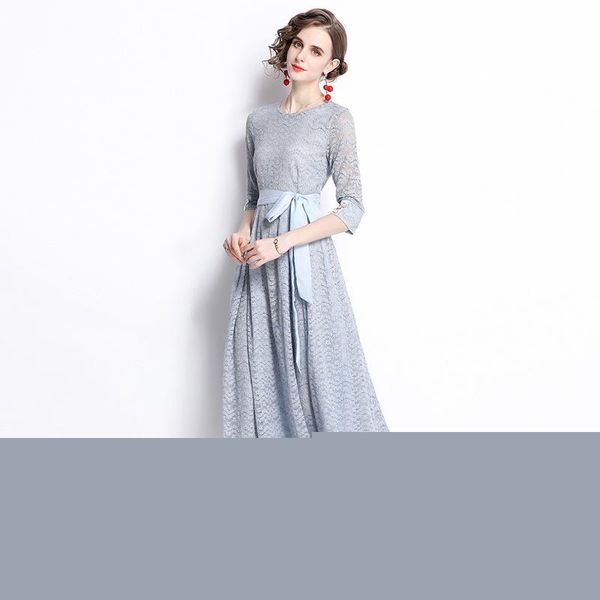 casual dresses elegant lace luxury prom gown classic long robes vestido de festa party dress, Black;gray 
casual dresses elegant lace luxury prom gown classic long robes vestido de festa party dress, Black;gray