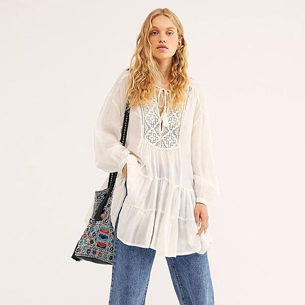 women's swimwear style rayon lace layered long sleeve smock beach sunscreen loose bikini, White;black
women's swimwear style rayon lace layered long sleeve smock beach sunscreen loose bikini, White;black