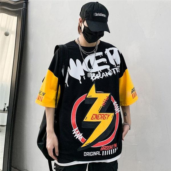men's t-shirts american short-sleeved t-shirt summer sleeve korean ins hip hop clothes gothic shopping men couple, White;black
men's t-shirts american short-sleeved t-shirt summer sleeve korean ins hip hop clothes gothic shopping men couple, White;black
