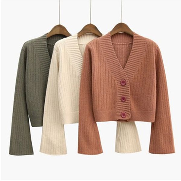 women's knits & tees long flare sleeve short knitted cotton cardigan sweater women autumn ribbed sweaters black white soft ou
women's knits & tees long flare sleeve short knitted cotton cardigan sweater women autumn ribbed sweaters black white soft ou
