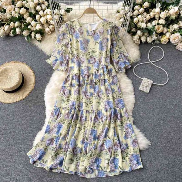 spring simple vacation vestidos female trumpet sleeve round neck sweet ruffled slim chiffon floral midi dress gk305 210507, Black;gray
spring simple vacation vestidos female trumpet sleeve round neck sweet ruffled slim chiffon floral midi dress gk305 210507, Black;gray