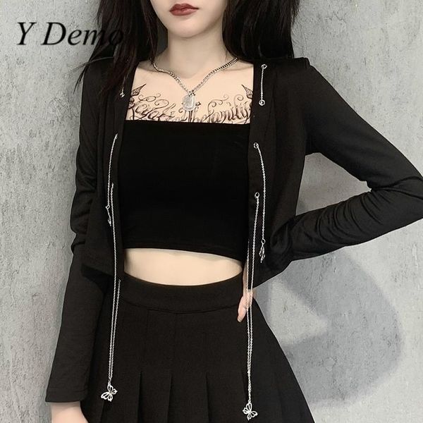 demo gothic butterfly chain jacket women slim harajuku summer long sleeve black open stitch outerwear women's jackets, Black;brown
demo gothic butterfly chain jacket women slim harajuku summer long sleeve black open stitch outerwear women's jackets, Black;brown