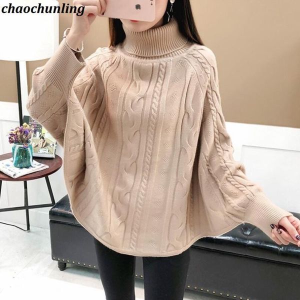 women's sweaters 2021 winter women turtleneck thick pullovers england style lady batwing sleeve loose waist knitting cloak, White;black
women's sweaters 2021 winter women turtleneck thick pullovers england style lady batwing sleeve loose waist knitting cloak, White;black
