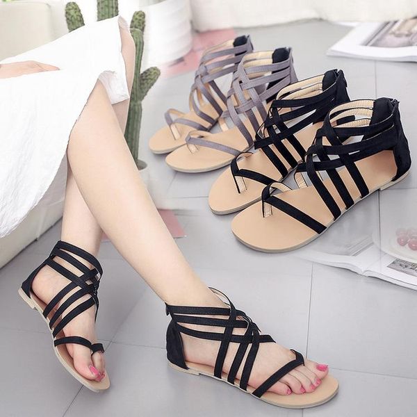 women's shoes flat bottom heel large sandals roman cross strap fashion, Black
women's shoes flat bottom heel large sandals roman cross strap fashion, Black