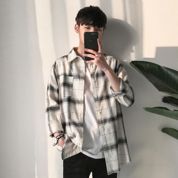 men's casual shirts men hip hop plaid 2021 male korean fashion streetwear white shirt loose vintage oversized clothing, White;black
men's casual shirts men hip hop plaid 2021 male korean fashion streetwear white shirt loose vintage oversized clothing, White;black