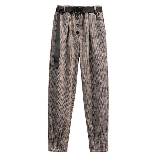 women's pants & capris autumn winter woolen women high waist plaid harem with belt casual plus size trousers female pantalon femme, Black;white
women's pants & capris autumn winter woolen women high waist plaid harem with belt casual plus size trousers female pantalon femme, Black;white
