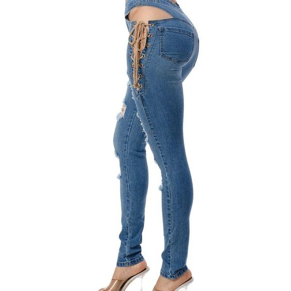 women's jeans side bandage women high waist stretch slim streetwear denim trousers lady blue hollow out pencil pants female
women's jeans side bandage women high waist stretch slim streetwear denim trousers lady blue hollow out pencil pants female