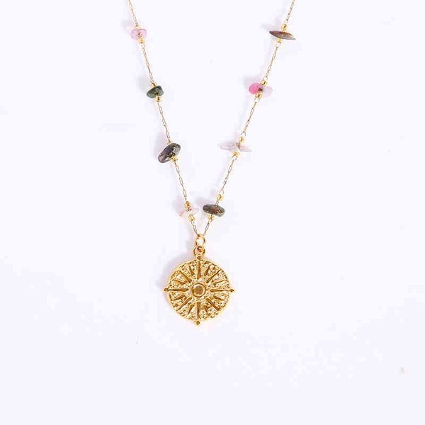 sun coin necklace stainless steel for women stone chain choker metal medallion pendant, Silver
sun coin necklace stainless steel for women stone chain choker metal medallion pendant, Silver