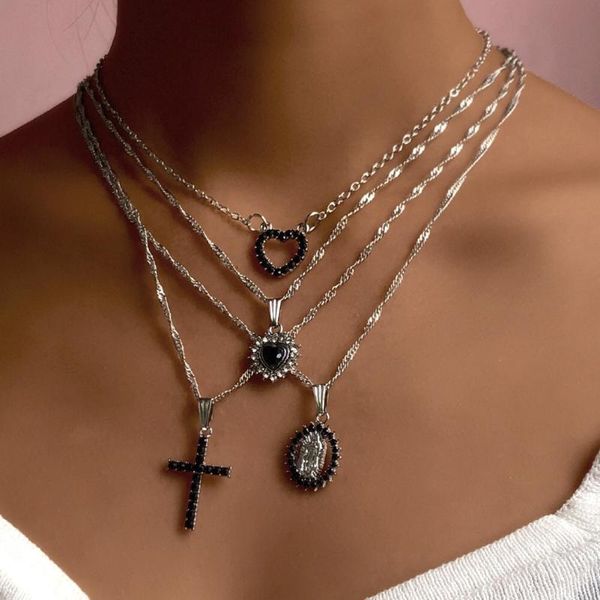 chains trendy heart cross rhinestone pendant necklace multilayer silver color portrait twisted chain for women hip hop jewelry
chains trendy heart cross rhinestone pendant necklace multilayer silver color portrait twisted chain for women hip hop jewelry