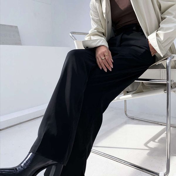 designer 21ss hrmes thirteen line women's feeling high waist hanging floor dragging loose suit wide leg pants, Black;white
designer 21ss hrmes thirteen line women's feeling high waist hanging floor dragging loose suit wide leg pants, Black;white