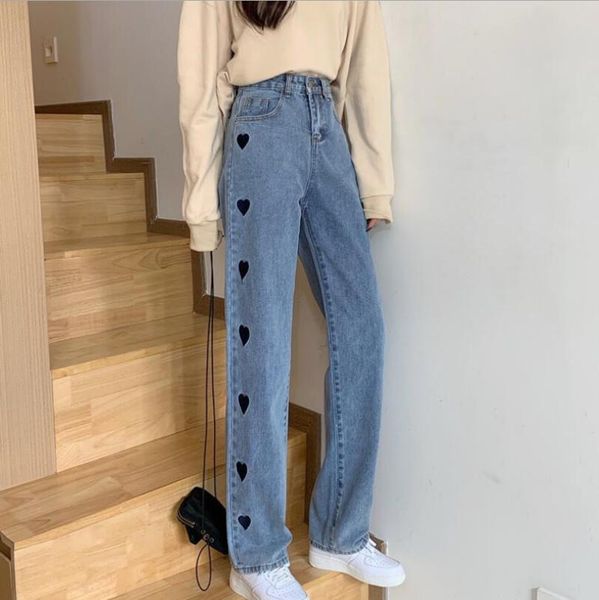 harajuku women streetwear blue jeans high waist heart pattern denim wide leg pants elegant korean trousers p2337 women's
harajuku women streetwear blue jeans high waist heart pattern denim wide leg pants elegant korean trousers p2337 women's
