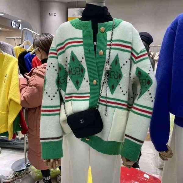 women's jackets green argyle striped female thick spring mesh sweater the single neck breasted cardigan loose haphazard fashion jumpers, Black;brown
women's jackets green argyle striped female thick spring mesh sweater the single neck breasted cardigan loose haphazard fashion jumpers, Black;brown