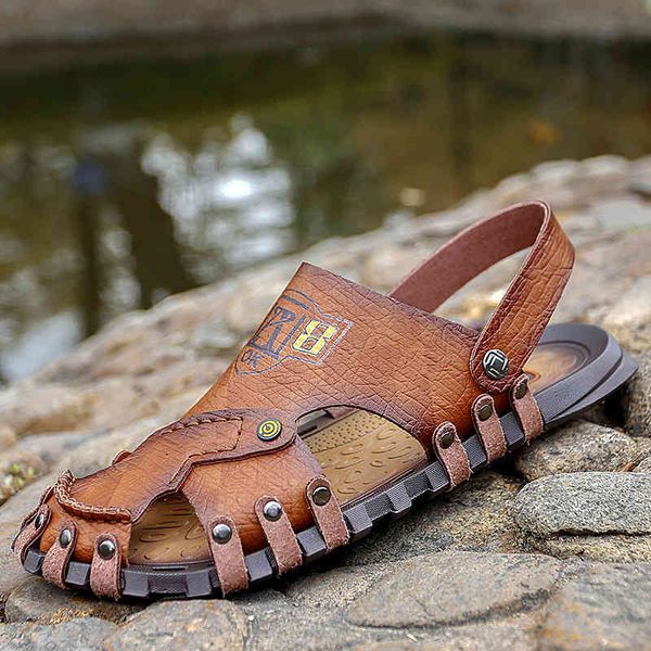 slippers large size summer men's korean leather breathable casual sandals dual purpose beach pqpq, Black
slippers large size summer men's korean leather breathable casual sandals dual purpose beach pqpq, Black