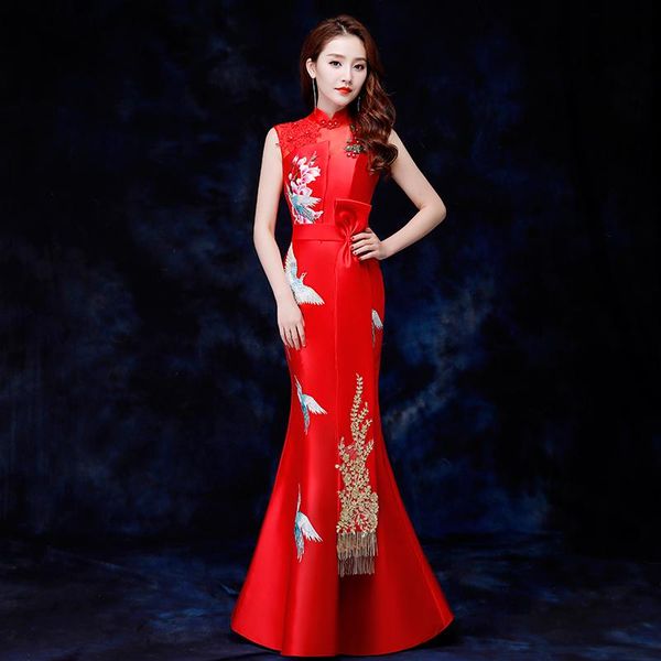 ethnic clothing chinese traditional embroidery flower qipao vintage red mandarin collar cheongsam sleeveless stage show dress vestidos
ethnic clothing chinese traditional embroidery flower qipao vintage red mandarin collar cheongsam sleeveless stage show dress vestidos