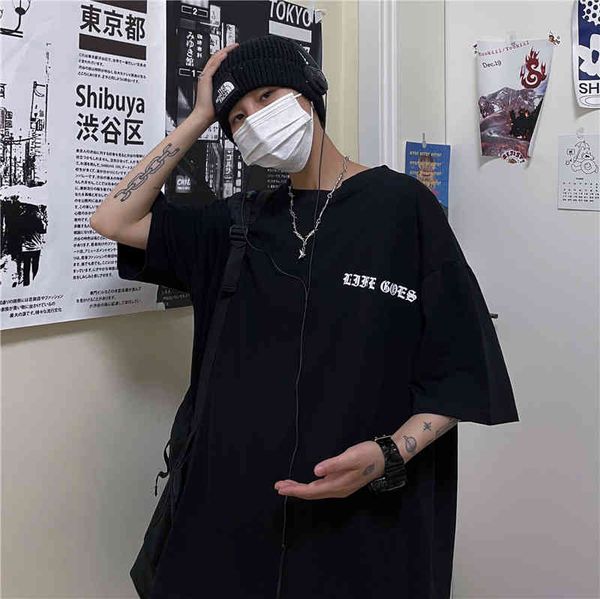 south korean street dark summer cross print loose t-shirt short sleeve men and women, White;black
south korean street dark summer cross print loose t-shirt short sleeve men and women, White;black