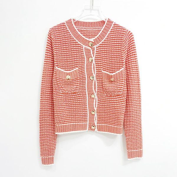 women's knits & tees 2021 spring and autumn striped double pockets single breasted round neck slim long-sleeved knitted cardigan clothi, White
women's knits & tees 2021 spring and autumn striped double pockets single breasted round neck slim long-sleeved knitted cardigan clothi, White