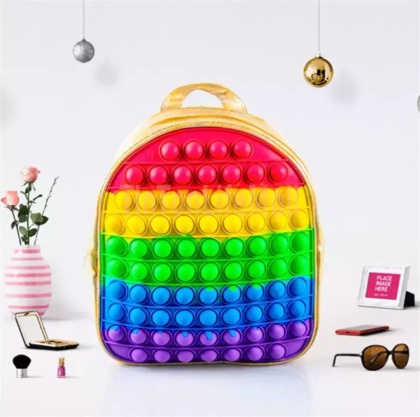 2021 toy backpack rainbow tie dye sensory push bubbles bag purses kids shoulder bags silicone handbag sxo31
2021 toy backpack rainbow tie dye sensory push bubbles bag purses kids shoulder bags silicone handbag sxo31