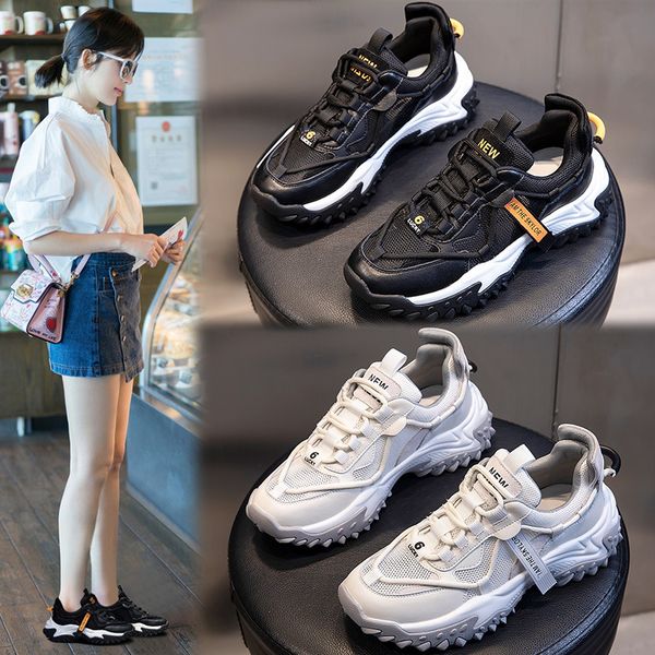 film bottom daddy shoes women's leather 2021 spring and summer leisure sports running breathable single, Black;white
film bottom daddy shoes women's leather 2021 spring and summer leisure sports running breathable single, Black;white