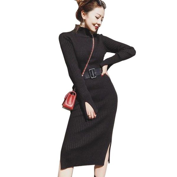 casual dresses elegant turtleneck women knitted midi dress ladies long sleeve slim waist side split skinny sweater 2021 autumn vestidos, Black;gray
casual dresses elegant turtleneck women knitted midi dress ladies long sleeve slim waist side split skinny sweater 2021 autumn vestidos, Black;gray