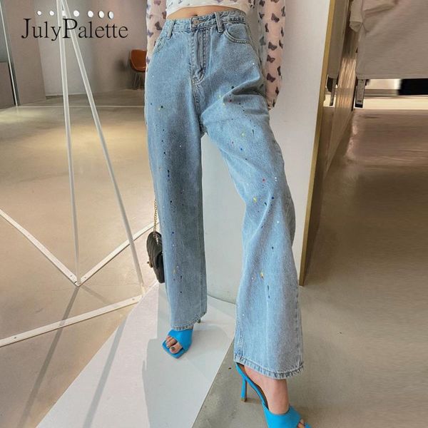 julypalette high waist women's denim trousers vintage spring blue paint print straight pants street style all-match jeans
julypalette high waist women's denim trousers vintage spring blue paint print straight pants street style all-match jeans